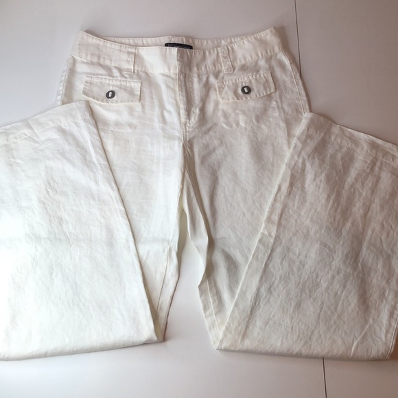 INC International Concepts White Linen Wide Leg Trousers Women’s Size 8 NWOT - Picture 2 of 12